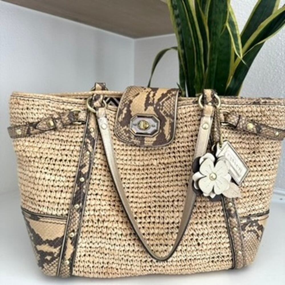 Coach Python Straw Natalie‎ Tote
